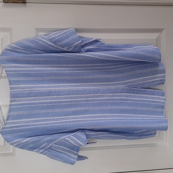 Ellen Tracy Linen Short Sleeve Blouse XL - Picture 3 of 7